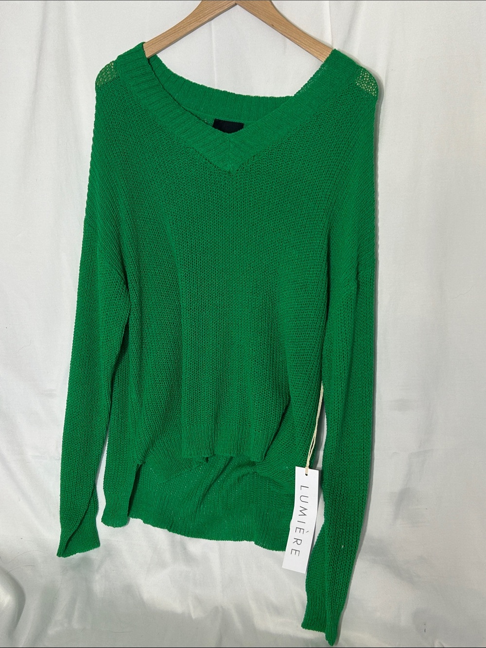 Lumiere Emerald Green V-Neck Knit Sweater